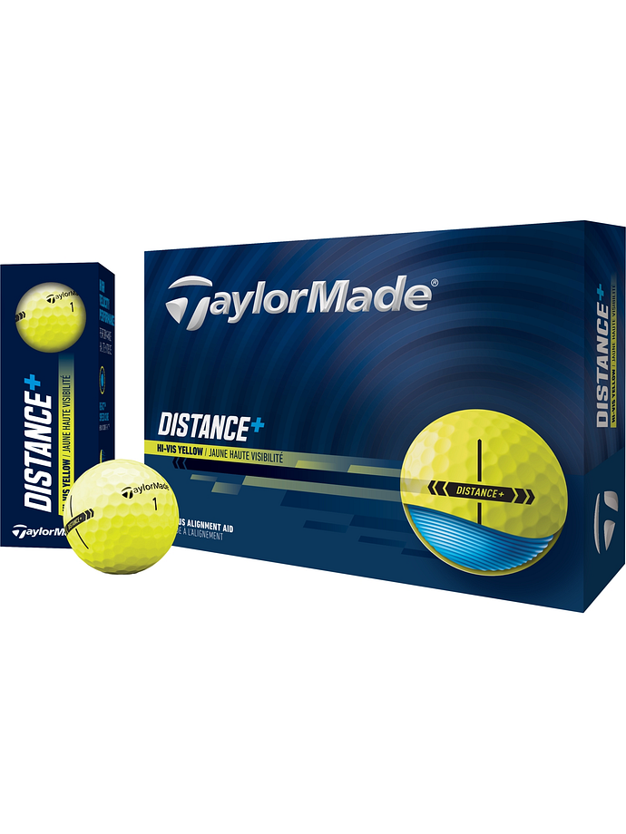 TaylorMade Golfbälle Distance Plus - Pack de 12 unidades, amarillo