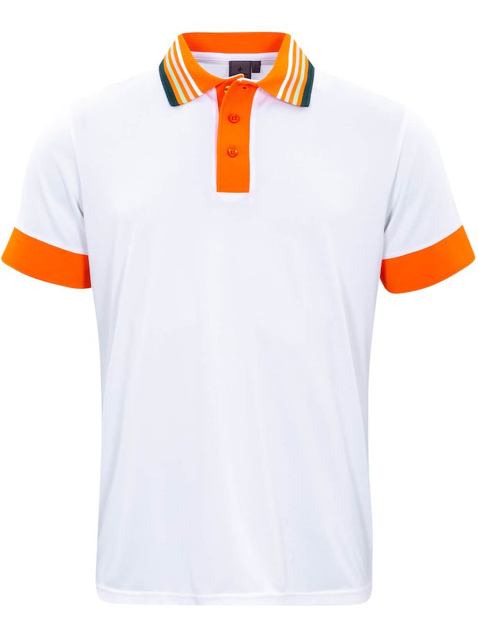 Cross Polo Stripe, white/orange