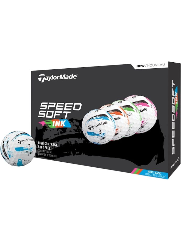 TaylorMade Speedsoft INK Multicolor Golf Balls - Pack of 12, multicoloured