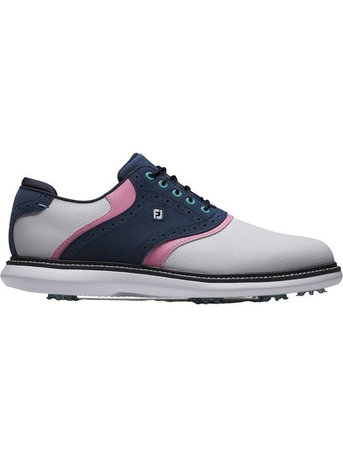 FootJoy Traditions Energy golf shoes, white/navy/pink