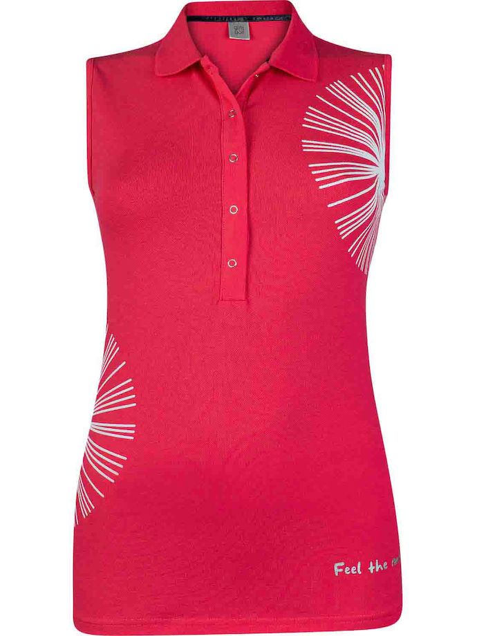 girls golf Polo Puff Flower, sleeveless, red