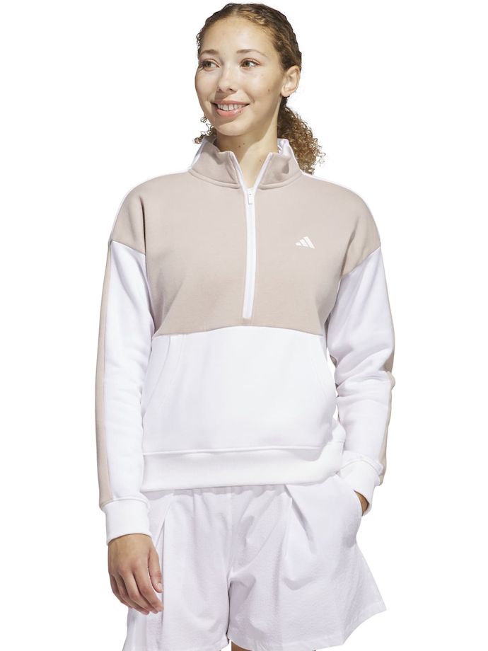 adidas Pullover Quarter-Zip, white/taupe