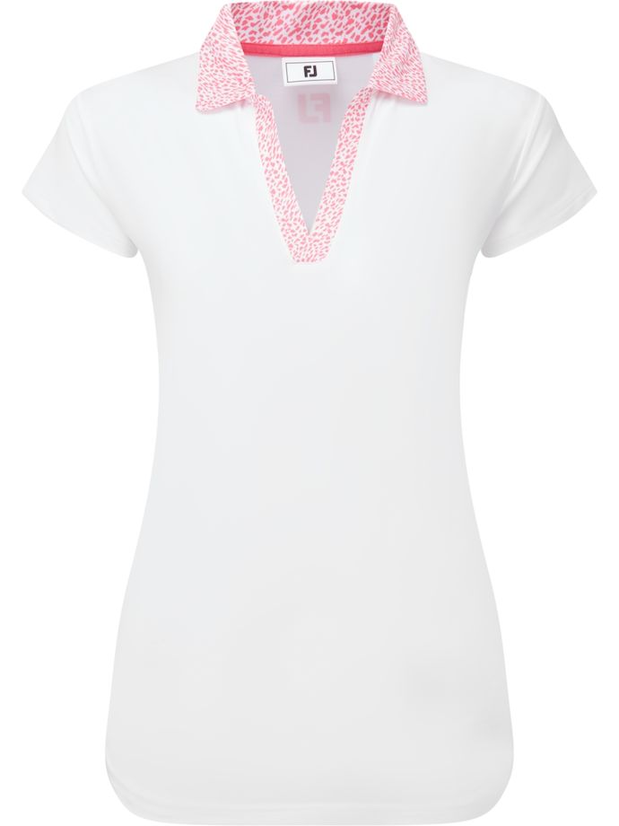 FootJoy Polo Print Trim Lisle, white/pink