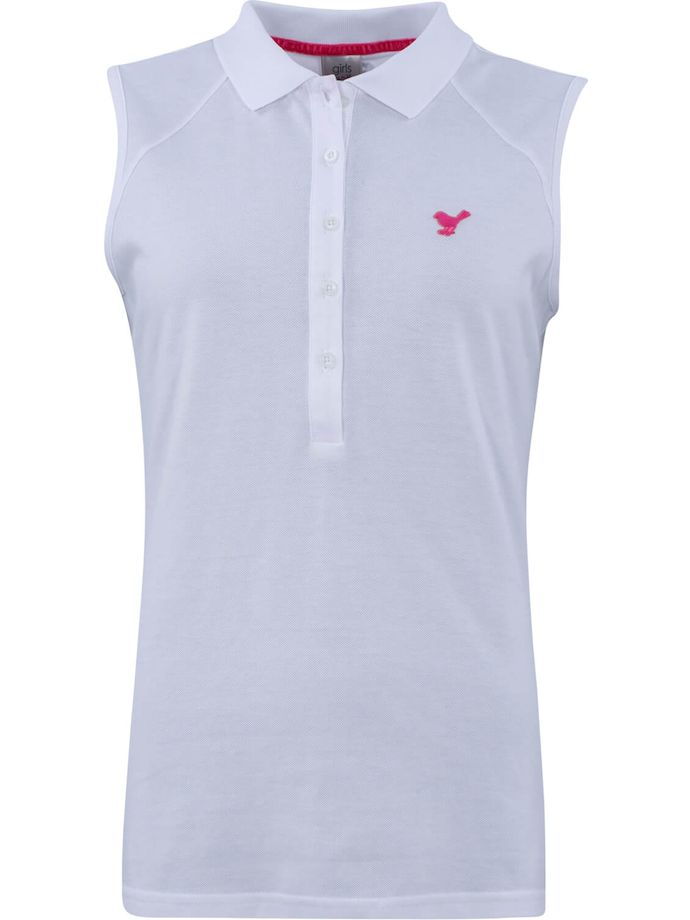 girls golf Polo Fine White sleeveless, white