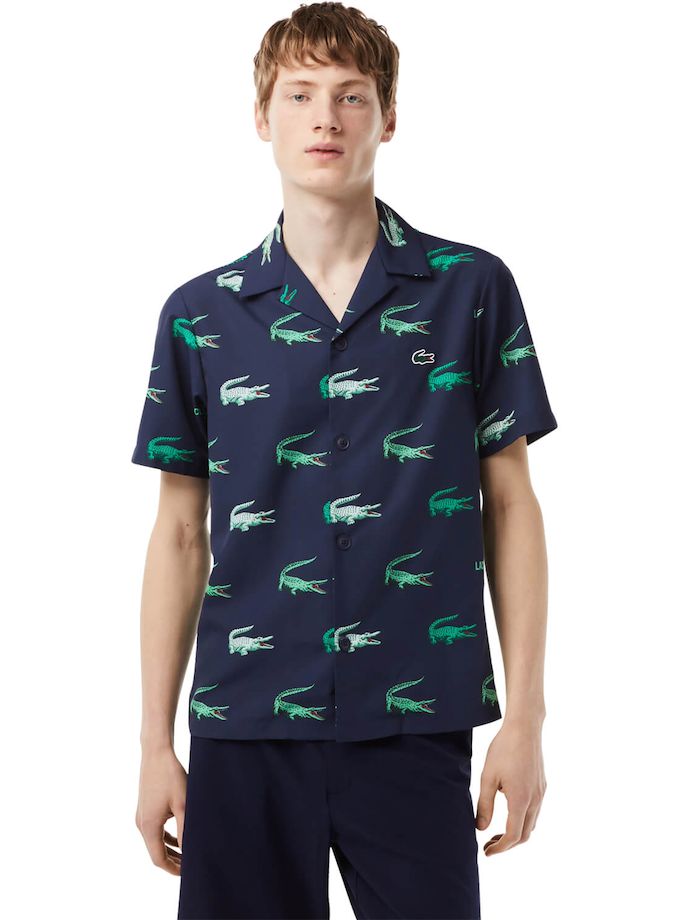 LACOSTE Hemd, azul marino/verde